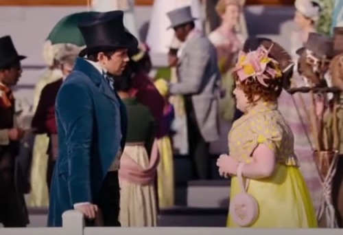 Colin and Penelope chatting out in the open at the races in S2