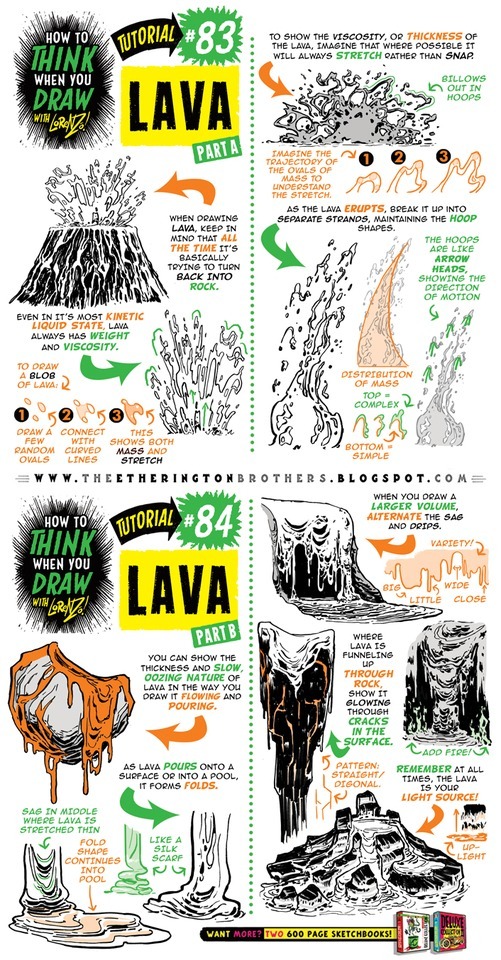 How To Draw LAVA And VOLCANOES Tutorial By STUDIOBLINKTWICE 