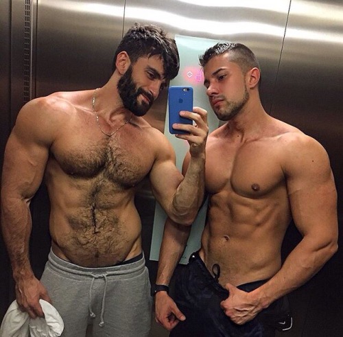 sweatyhairylickable:    http://sweatyhairylickable.tumblr.com for more hairy sweaty dudes!   I don’t get when people say hair hides muscle definition. Exhibit A: Guy on left.