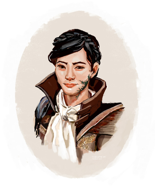 Portrait of a De Sardet from GreedFall (thanks, commissioner, she was fun to draw!)