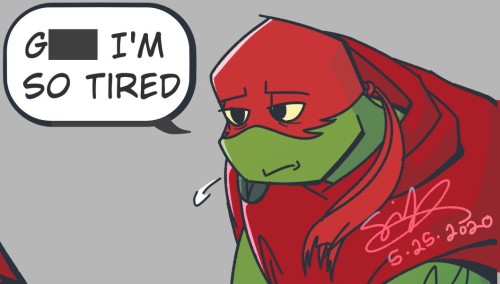 RAPH LOVING HOURS BABYEver since I saw “Pizza Puffs” I’ve loved Raph’s vigilante outfit, but I think