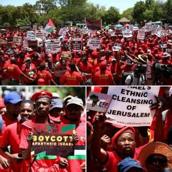 diaspora:South Africa standing in solidarity with Palestine today in front of the Israeli embassy protesting the 100th anniversary of the Balfour Deceleration. 