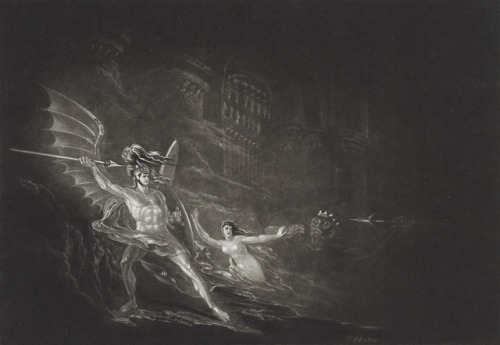 follia-stultitia:  John Martin, Paradise Lost - The Conflict Between Satan and Death (Book 2)