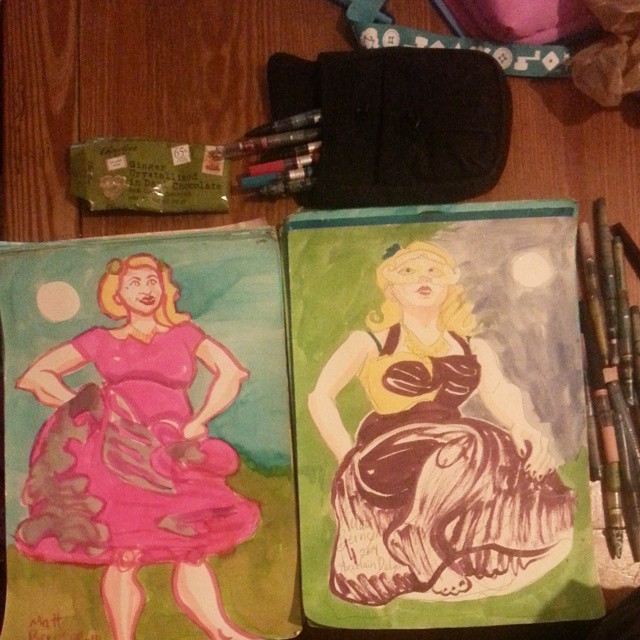Drawings of Porcelain Dalya from Dr. Sketchy&rsquo;s Boston. Such an adorable