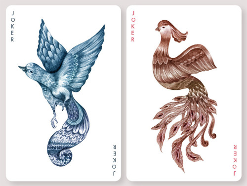 itscolossal:Aves playing cards illustrated by Karina Eibatova