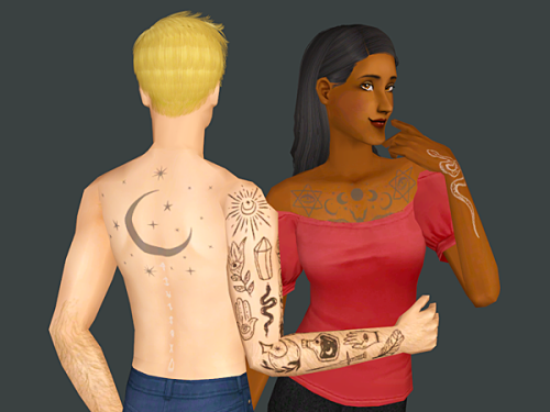 deedee-sims:Witchy Tattoo Overlays (yet another collab with @episims ❤)Wooo more tattoos! We ended u