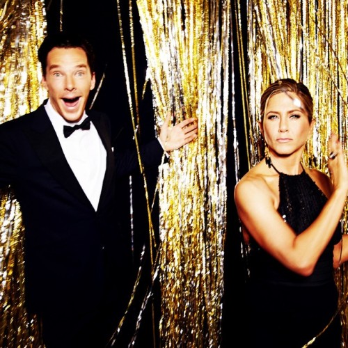 Benedict Cumberbatch and Jennifer Aniston at the 2015 #goldenglobes