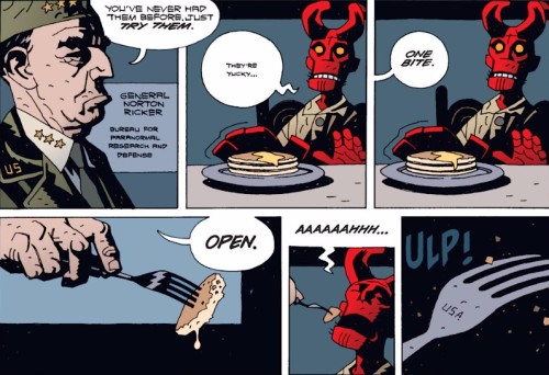 the-jedi:If this doesn’t convince you to read Hellboy, I don’t know what will