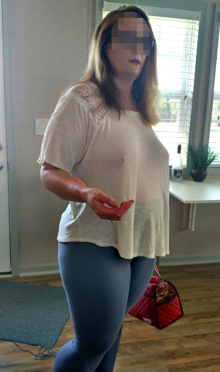 bralesslookout:  guinnessguzzler:  Tormenting salesmen in tight pants and see through top all day.  Love it.  Love this look. Great for a day of shopping and running errands.  Another belated STS reblog. This is great though!