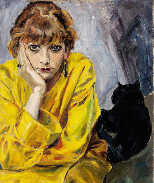 Rudolf Schlichter, Speedy with cat, 1929. Oil on canvas. Germany. Exhibition Schloss Bonndorf 2015