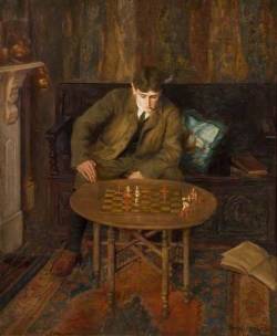Beryl Fowler (British, 1881-1963), A Young Man Sitting On A Settle Leaning Over A