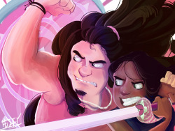 the-fast-and-the-fluffiest:  Jam Buds for life~ (⊙‿⊙✿) *huff huff huff huff*Did I mention how much I love drawing this version of Steven’s hair… Or just drawing Steven and Connie as a whole……. *coughs and squirms back into my corner*