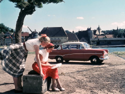 20th-century-man:  Advertising photo for the 1957 Opel Olympia Rekord. 