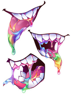 neonluxi:  Fangs + drool + rainbows  It was a refresher for me to remind myself how to give mouths more character. Sometimes rainbows make things look delicious; desserts for example… 