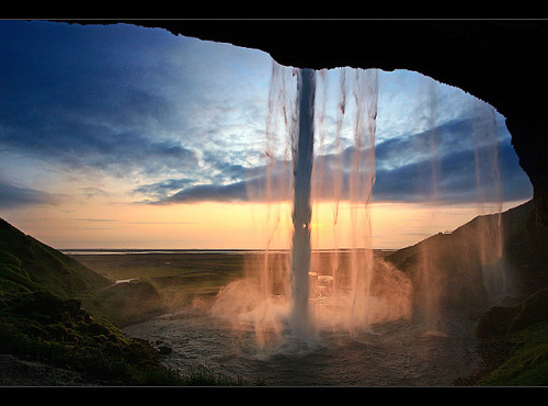 Seljalandsfoss from Behind by orvaratli on Flickr.