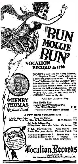 redhotshellac: Henry Thomas “Ragtime Texas” Vocalion Records ads, 1927