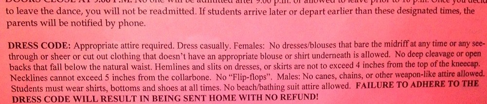 shes-a-rebel13:  Unnecessarily gendered dress code of the day.   Says: “DRESS CODE: