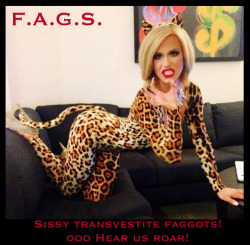 faggotryngendersissification:Sissy transvestite faggots! Ooo hear us roar!F.A.G.S.