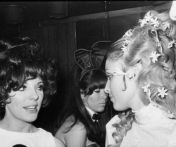 the60sbazaar:  Sharon Tate and Joan Collins at the London Playboy Club to celebrate Sharon’s wedding to Roman Polanski  