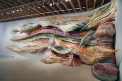 artchipel:  Henrique Oliveira - Untitled (Brushstroke), Boulder Museum of Contemporary Art, Boulder, USA. Plywood and pigments, 11x3,5x1m (2011)  WOOHOO BOULDER