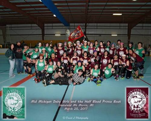 Last night the Mid Michigan Derby Girls hosted their first Harry Potter mixed scrimmage - Slytherin 