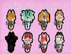 These are three adoptable batches I recently made!You can find them on FA and DA!Munchums FA - https://www.furaffinity.net/view/24403252/Sea BabiesFA - https://www.furaffinity.net/view/24411242/DA - https://nykun.deviantart.com/art/Sea-Babies-Batch-1-15-o