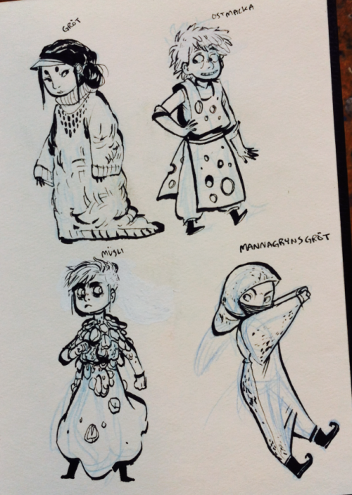 Someone suggested breakfast characters and outfits! Extremely good and cute idea! Some first sketche