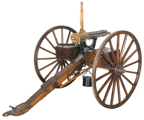 Rare Spanish American War Colt Model 1897 Gatling gun with original carriage. Estimated Value: $110,