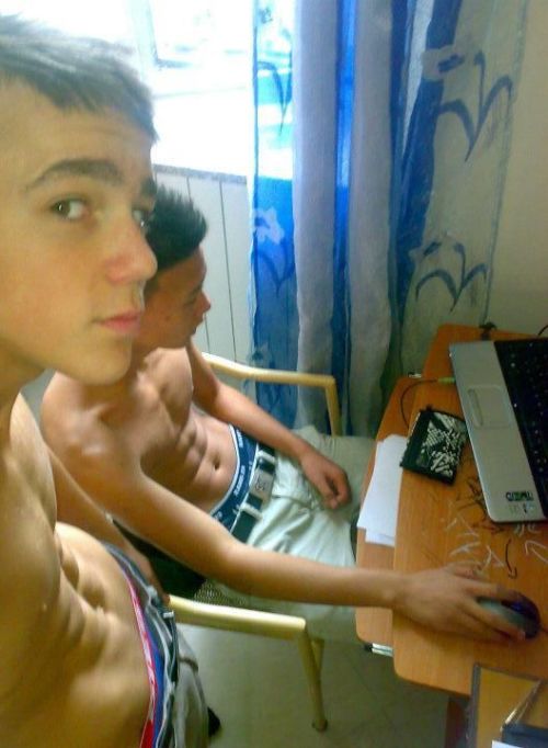 18yo-bigdick:  And just what are you two cuties looking at on the net?