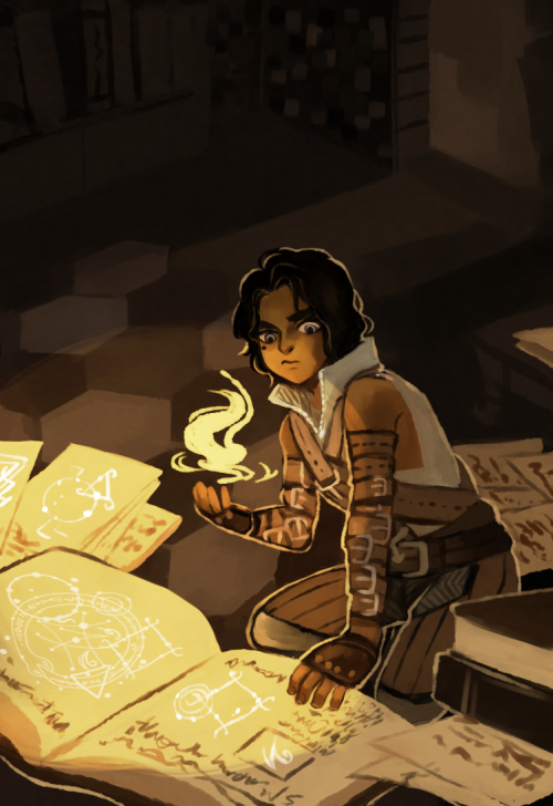 Little Dorian studies magic late at night.