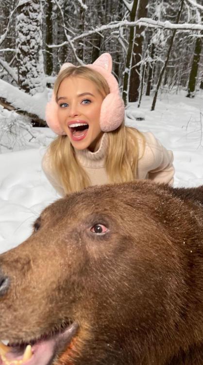 Alla Bruletova and a bear