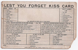 spicyhorror:  Lest You Forget Kiss Card (1942,