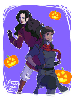 aer-dna:  Korrasami halloween!? I couldn’t really think of a costume for them so yea.. just gave them their man’s clothes (if Irosami were actually a thing and Makorra were still together currently *spoiler alert* ;____;)  Bonus   