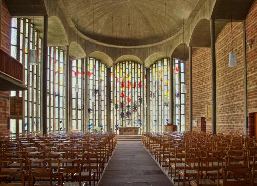 sosbrutalism:Another beautiful brutalist church. The hall church by architect Horst Linde with its c