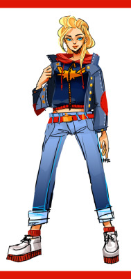 Megakato:  Captain Marvel Inspi Sketch. I Wanted To Do An 80S-Ish Boyish Look. Jean