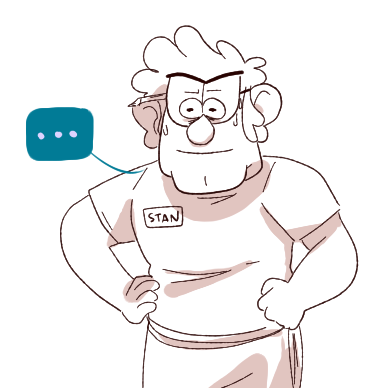 wet-monsoon:buncha folks asked me to draw author!stan but performyourowndance asked for awkward stan in particular! i have a headcanon tht he used to work part-time at greasy’s diner just because i like drawing him with an apron on. also: i’m trash 