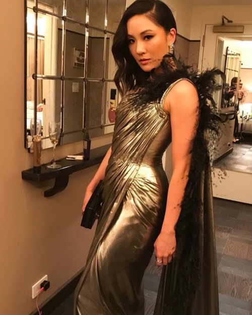 Constance Wu in Versace at the 2019 Vanity Fair Oscar Party