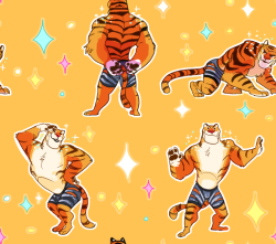 ziggyzagz:  HELLO TUMBLR!! I have made the zootope tigers into a pattern!! Feel free to use,as long as it is not for profit, let their glittery butts empower you!! You can shrink the first tile down to make them appear as they are in the second image~