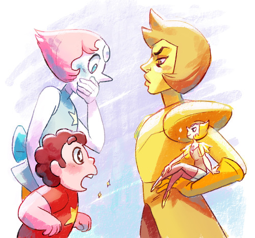 calonarang:  EDGY STEVEN UNIVERSE THEORY:  Yellow diamond is not huge.  Yellow Pearl is just really, really tiny.  (@twilightdragoness)