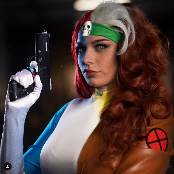 Mystique shifting into Rogue (merged) cosplay by prettyoddbee