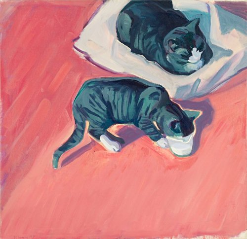 lilithsplace: Amerikanische Katzen, 1971 - Maria Lassnig  (1919–2014) oil on canvas 