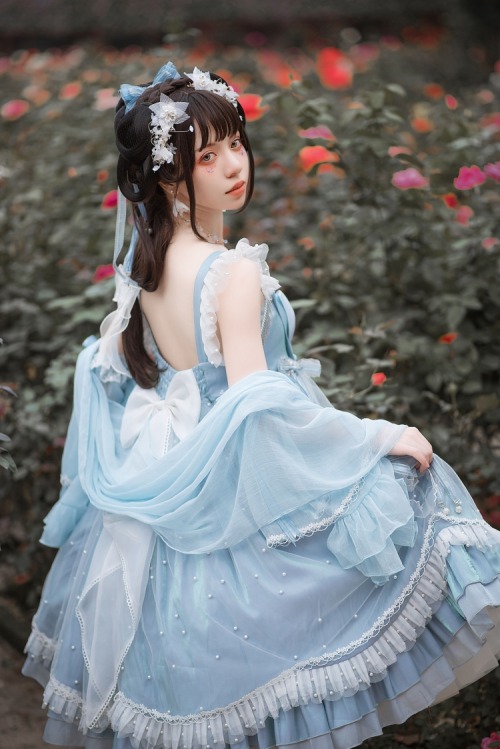 lolita-wardrobe:New Release: Gloaming 【-YunHai ChenGe-】 #QiLolita Jumper Dress Set◆ Shopping Link &g