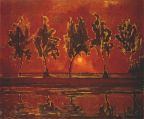 Trees by the Gein at Moonrise, 1908, Piet MondrianMedium: oil,canvas