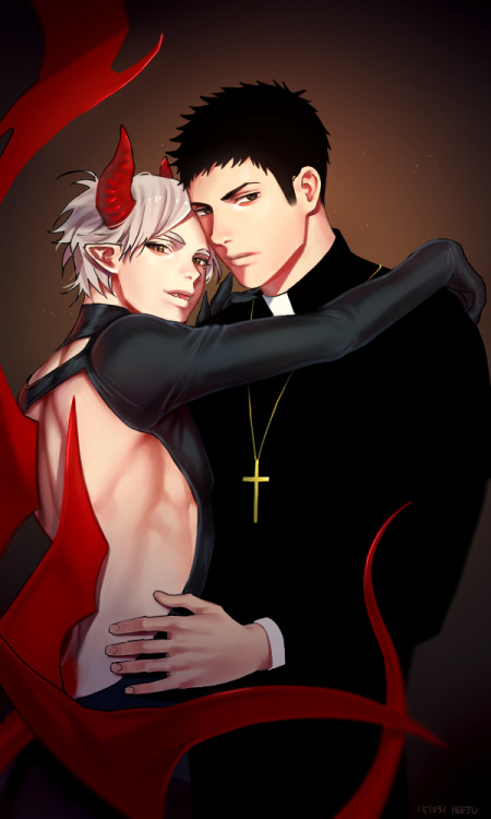 heeju1:  HAPPY HALLOWEEN DAISUGA :)(Priest Daichi and Devil Suga)