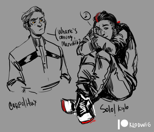 cyberpunk!AU sketchesStill working on their appearance.  Hux is pretty creepy in his corporate days.