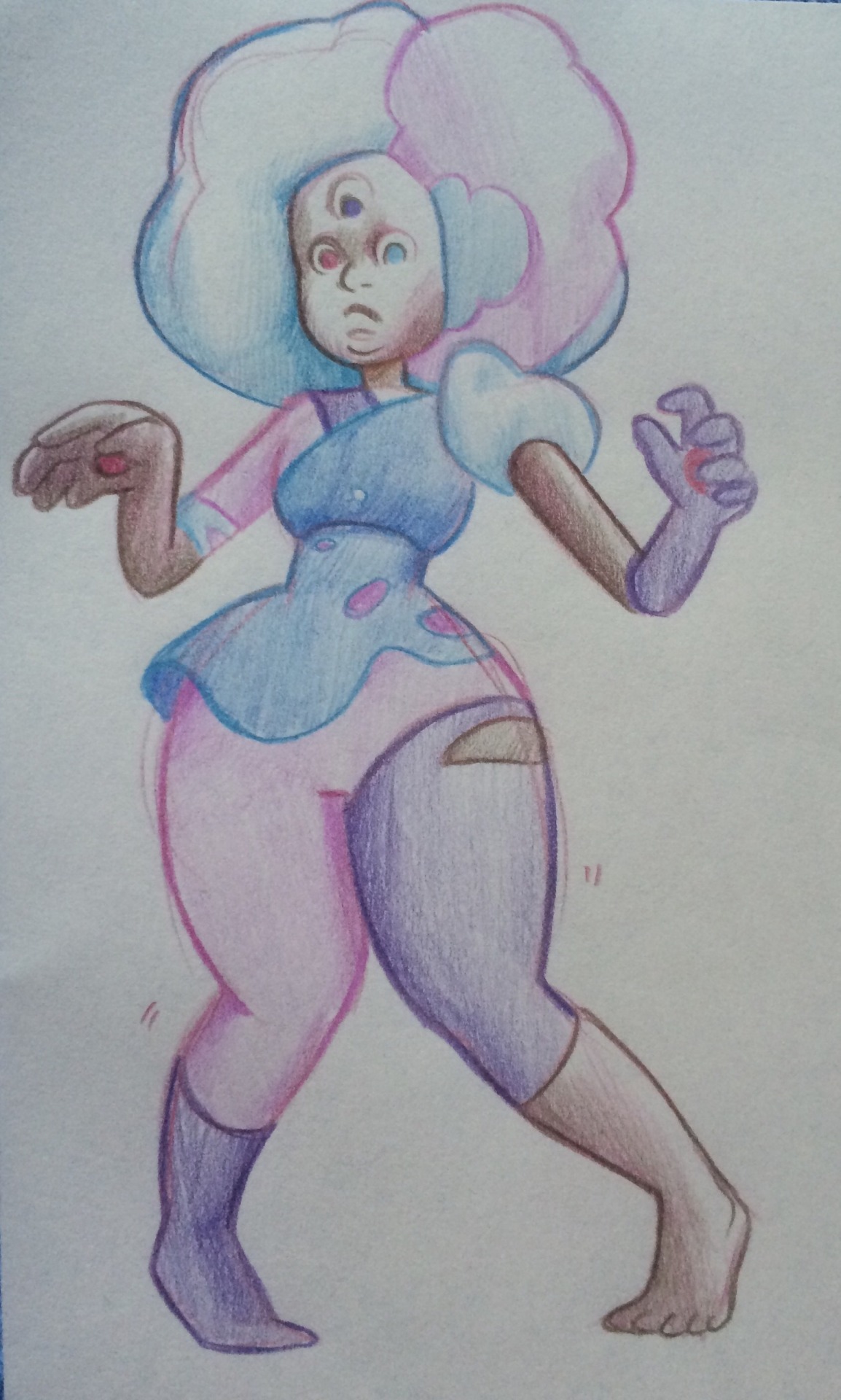 encunedraws:  Some garnet and blue and yellow pearls. Yellow pearl makes me think