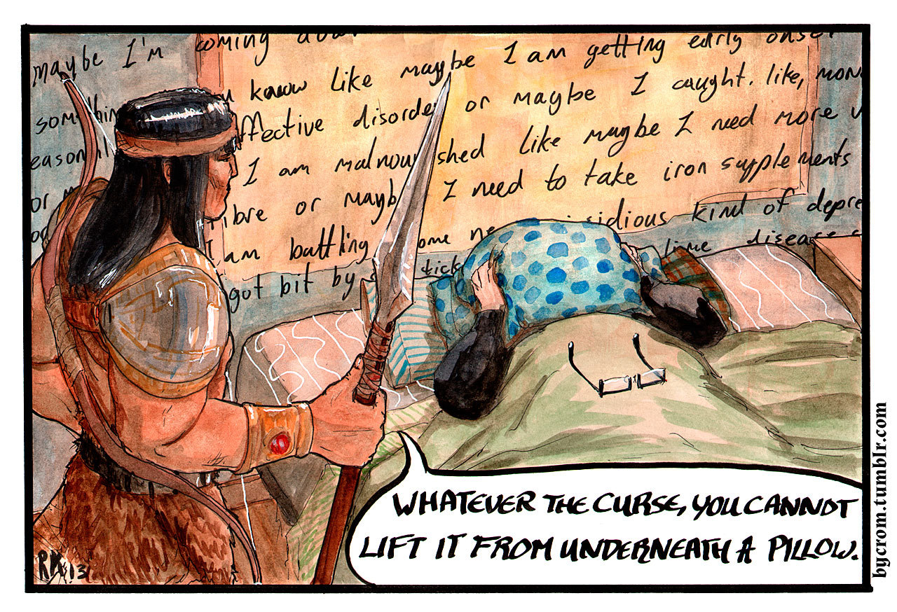 wealdcomics:By Crom! is Rachel Kahn’s joke-a-panel autobiographical comic featuring