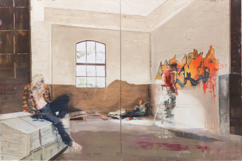 thunderstruck9:  Andy Denzler (Swiss, b. 1965), Jam Session I, 2011. Oil on canvas, diptych, 201 x 300 cm