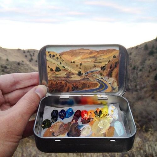 drowninginanhourglass: culturenlifestyle:  Stunning Miniature Landscape Paintings on Mint Tins      