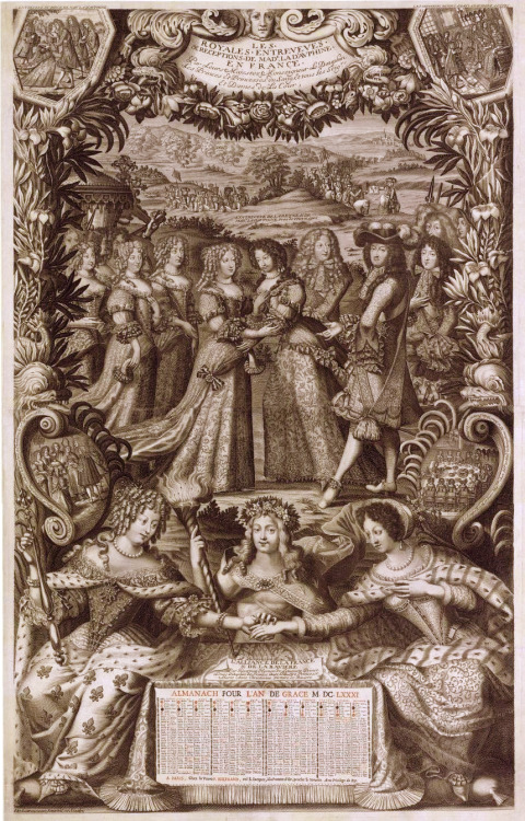 Engraving with scenes from the engagement and marriage of Maria Anna of Bavaria and Louis, Grand Dau